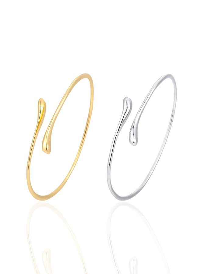 Xyulaan Gold Cuff Bracelets for Women, Silver Arm Cuff Jewelry for Women Upper Arm Bracelet Band, Minimalist Tarnish Free Gold Bracelets for Women Small Wrist Gold Upper Armband Greek Goddess Accessories - Image 1